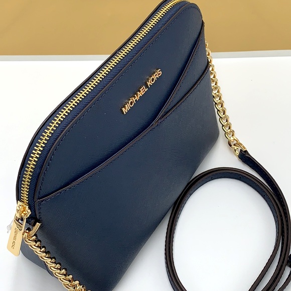 MICHAEL KORS JET SET TRAVEL DOME XCROSS XBODY SAFFIANO LEATHER NAVY COLOR - Picture 3 of 13